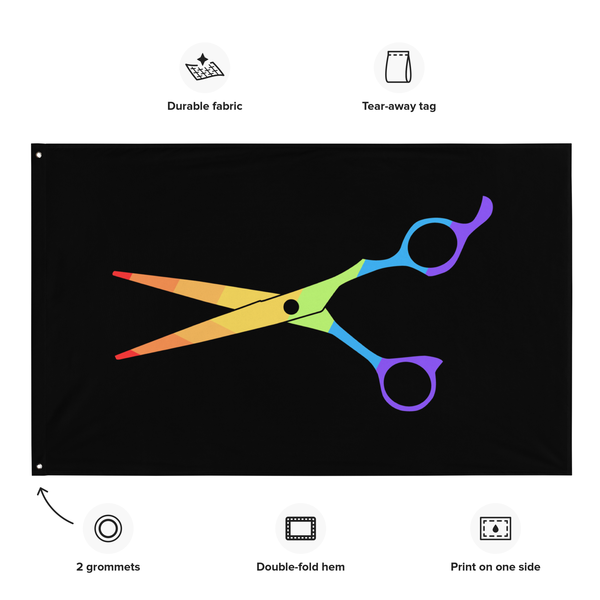 Proud Stylist Rainbow Shears Flag